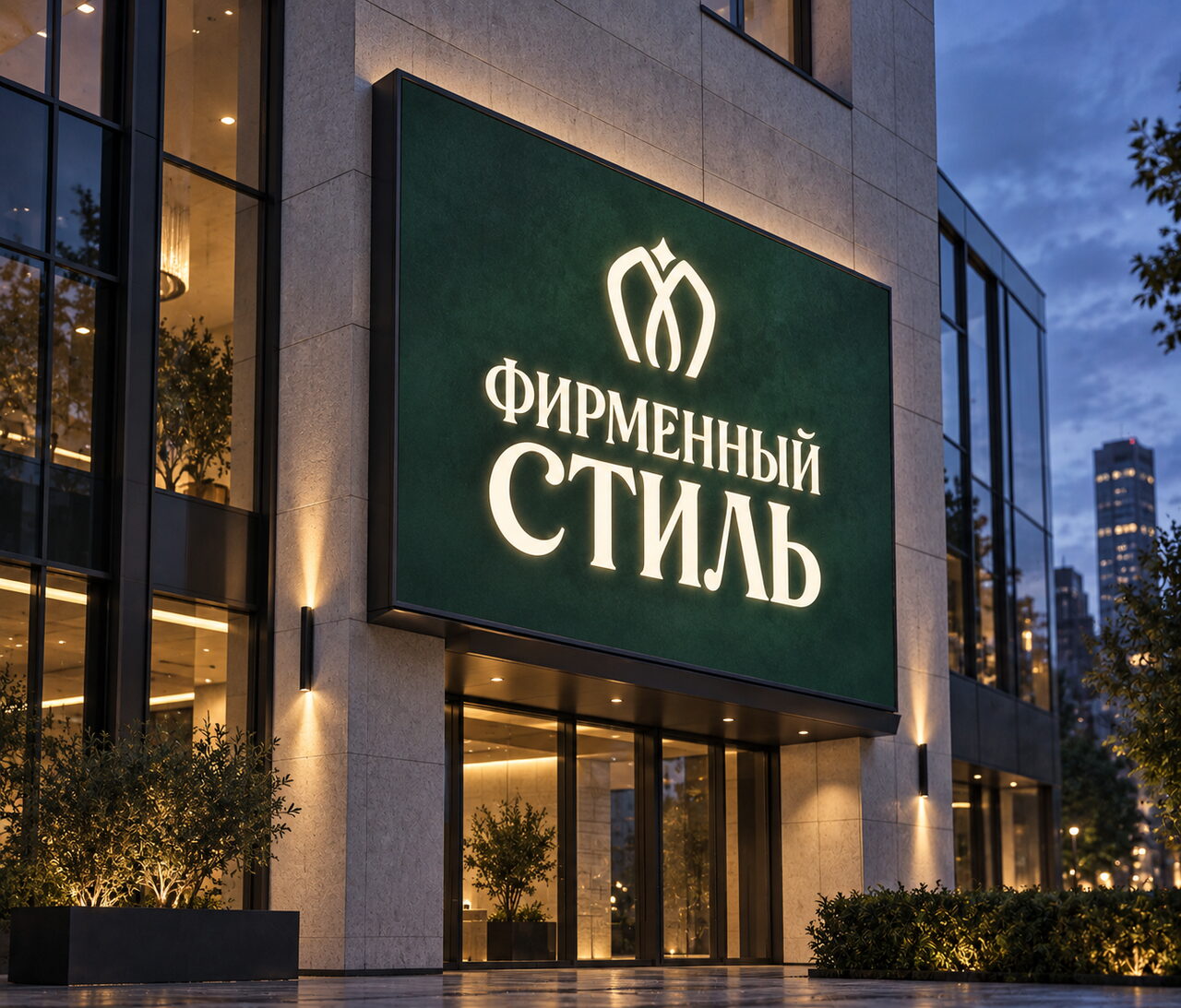 Вывеска Фирменный стиль на фасаде здания